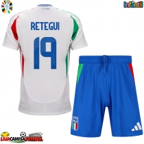 Camisa de Futebol Itália Mateo Retegui #19 Equipamento Secundário Infantil Europeu 2024 Manga Curta (+ Calças curtas)